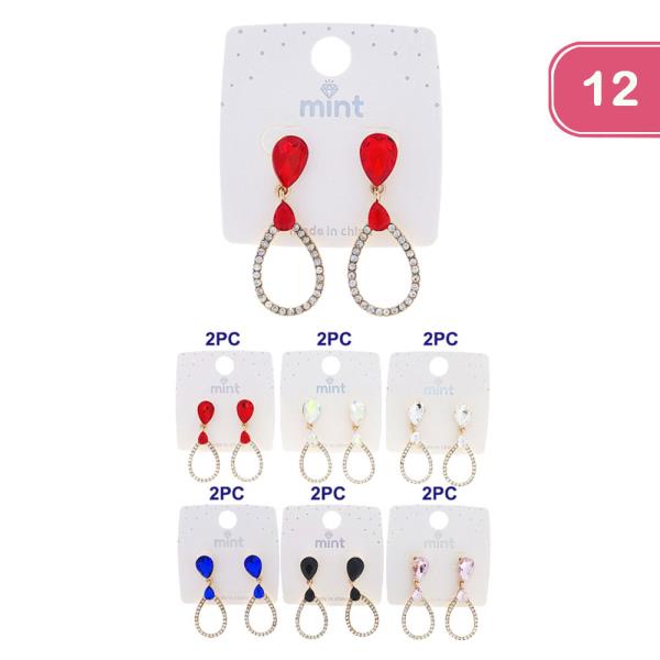 RHIENSTONE DANGLE EARRING (12 UNITS)