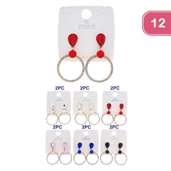 RHINESTONE DANGLE EARRING (12 UNITS)