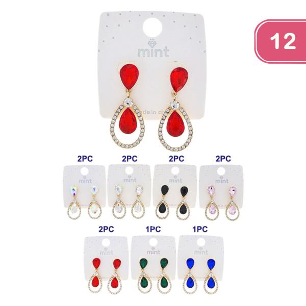 RHINESTONE DANGLE EARRING (12 UNITS)