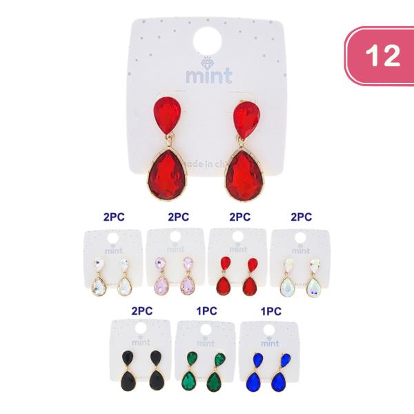 DANGLE RHINESTONE EARRING (12 UNITS)