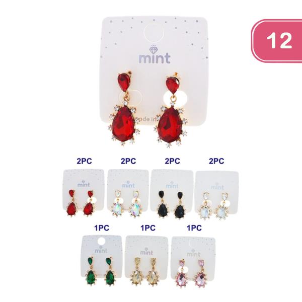 RHINESTONE DANGLE EARRING (12 UNITS )