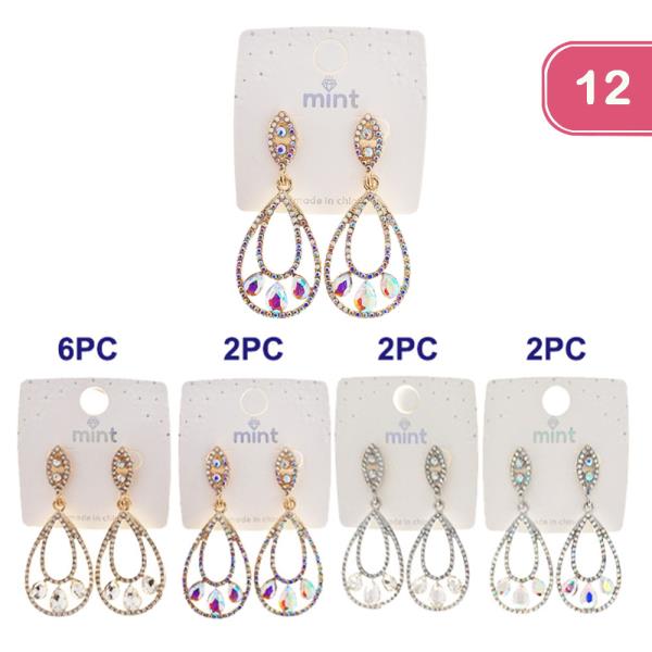 RHINESTONE DANGLE EARRING (12 UNITS )