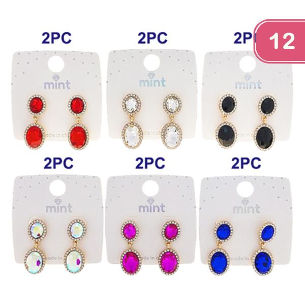 RHINESTONE DANGLE EARRINGS (12 UNITS)