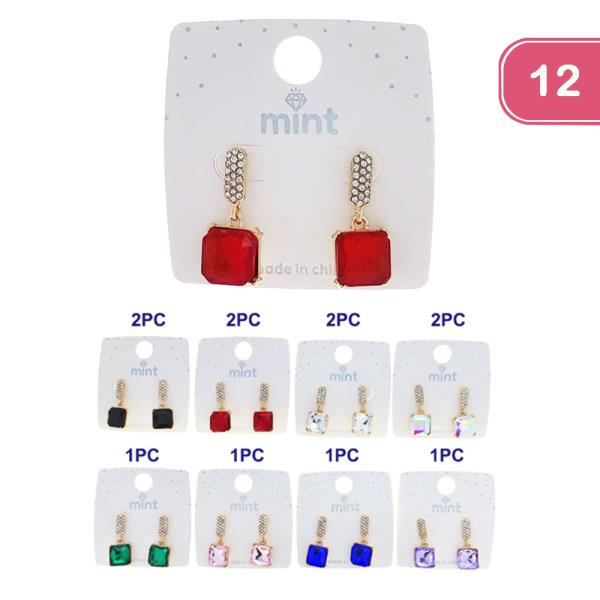 RHINESTONE DANGLE EARRING (12 UNITS)