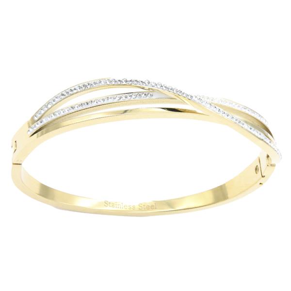 STAINLESS STEEL X HINGED BANGLE BRACELET