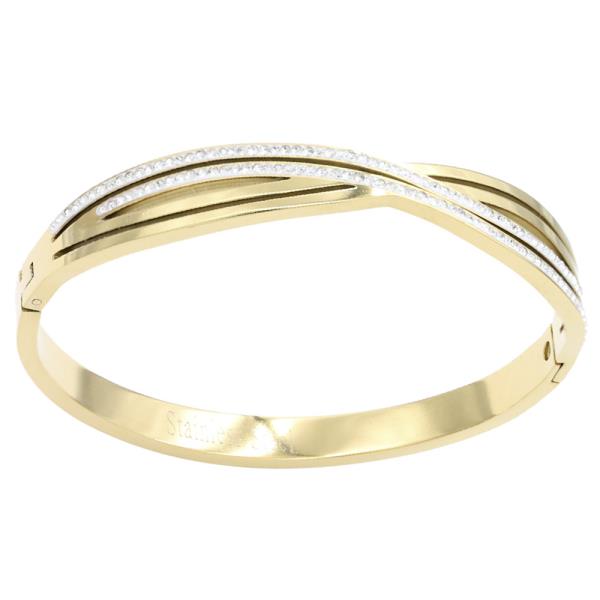 STAINLESS STEEL X HINGED BANGLE BRACELET