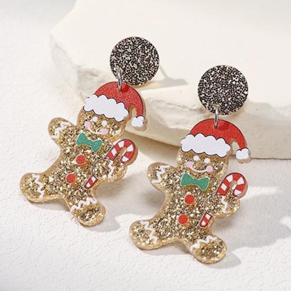 CHRISTMAS GINGERBREAD MAN DANGLE EARRING