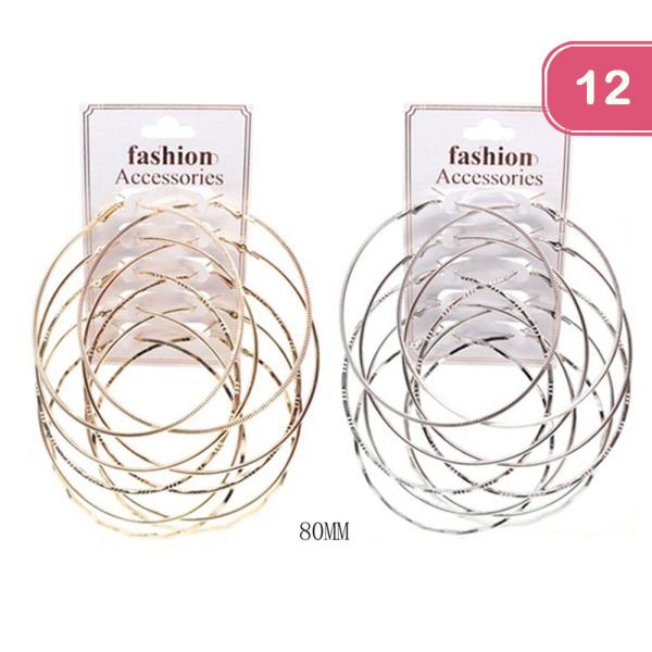 5 PAIR HOOP EARRING SET (12 UNITS)