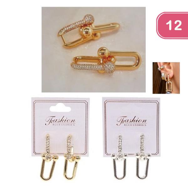 RHINESTONE LINKED EARRINGS (12 UNITS)