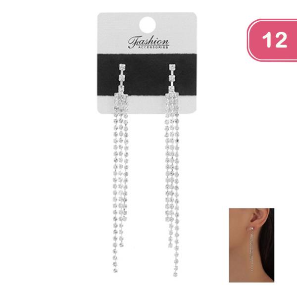 RHINESTONE TASSEL EARRING (12 UNITS)