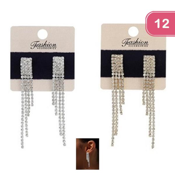 RHINESTONE TASSEL DANGLE EARRINGS (12 UNITS)