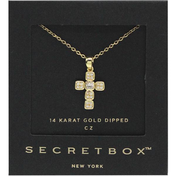 SECRET BOX GOLD DIPPED CROSS PENDANT NECKLACE