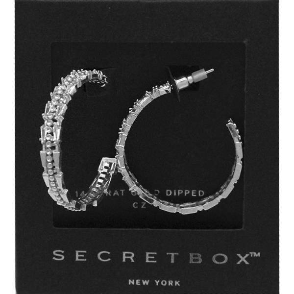 SECRET BOX GOLD DIPPED CZ HOOP EARRING