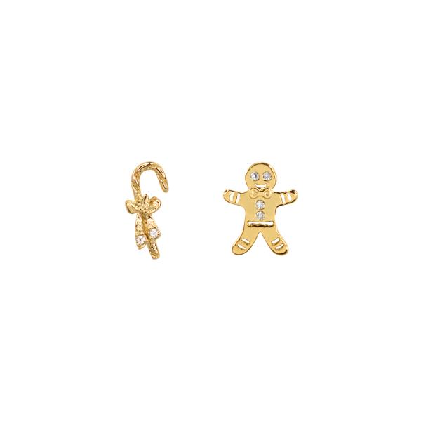 SECRET BOX 24K GOLD DIPPED GINGERBREAD MAN EARRING