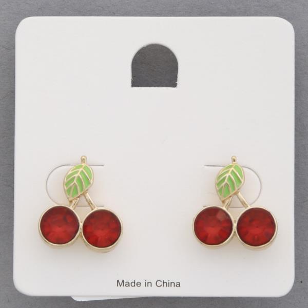 CHERRY RHINESTONE EARRING