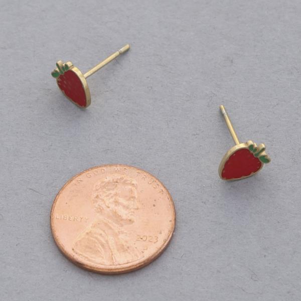 18K GOLD DIPPED STRAWBERRY DAINTY STUD EARRING