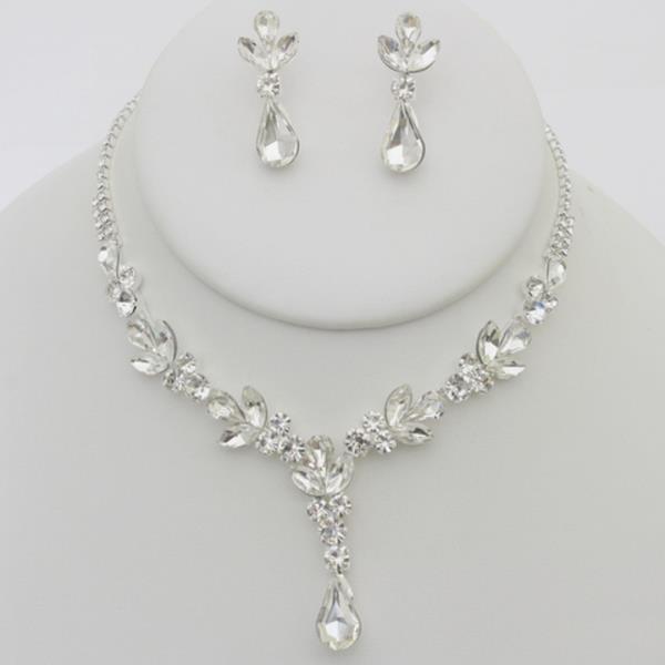 TEARDROP RHINESTONE NECKLACE EARRING SET