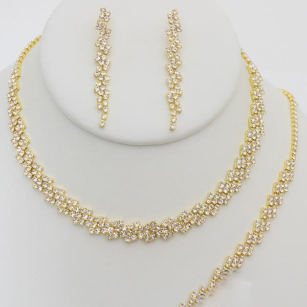 RHINESTONE NECKLACE EARRING BRACELET SET