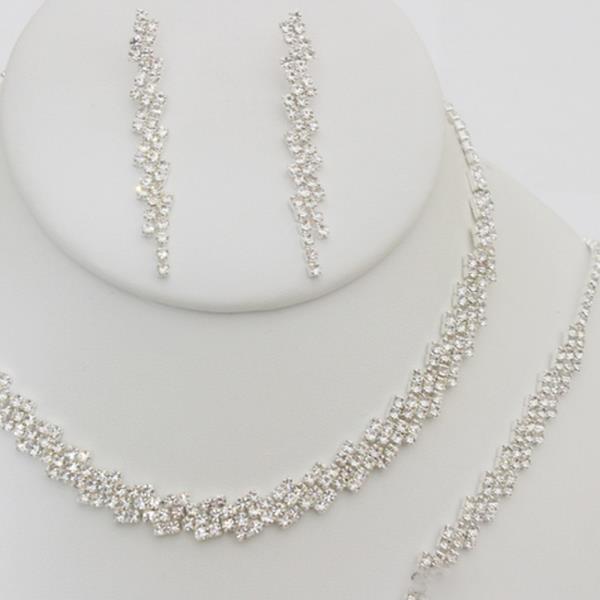 RHINESTONE NECKLACE EARRING BRACELET SET