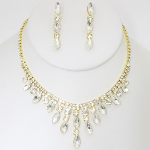 RHINESTONE NECKLACE EARRING SET