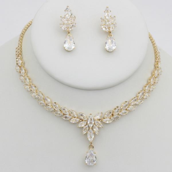 RHINESTONE NECKLACE EARRING SET