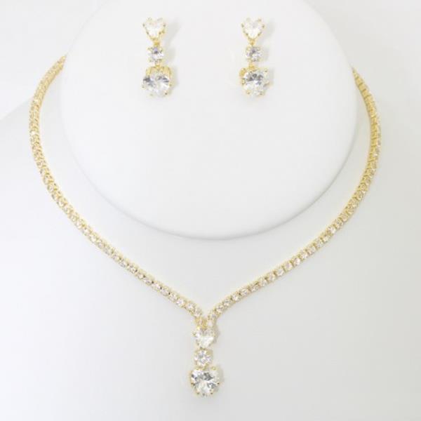 RHINESTONE NECKLACE EARRING SET