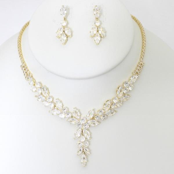 RHINESTONE Y NECKLACE EARRING SET