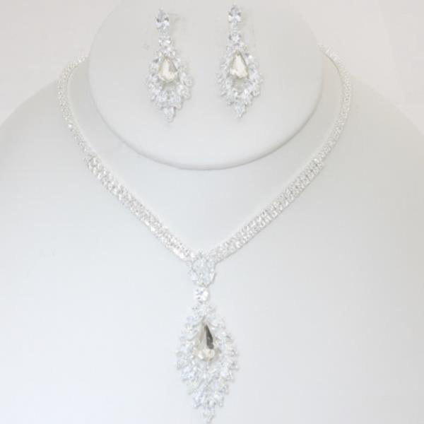 RHINESTONE NECKLACE EARRING SET