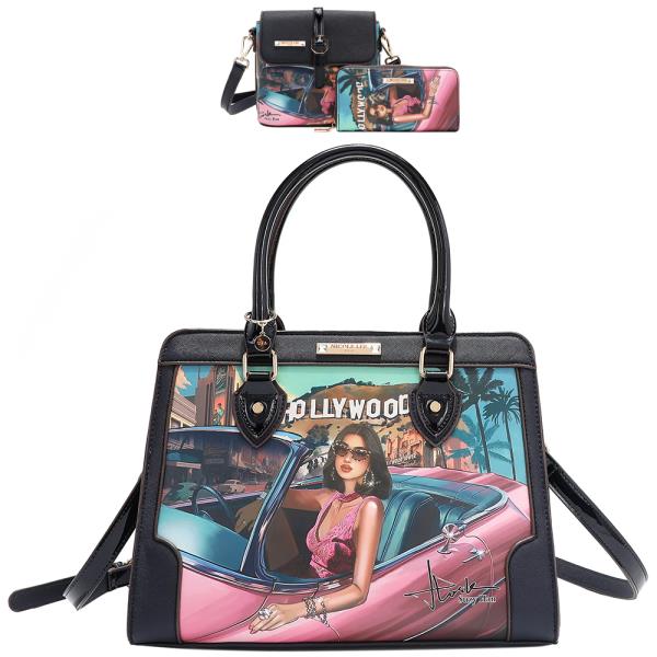 NICOLE LEE HOLLYWOOD DRIVE 3 PC SET (HANDBAG, CROSSBODY, WALLET)