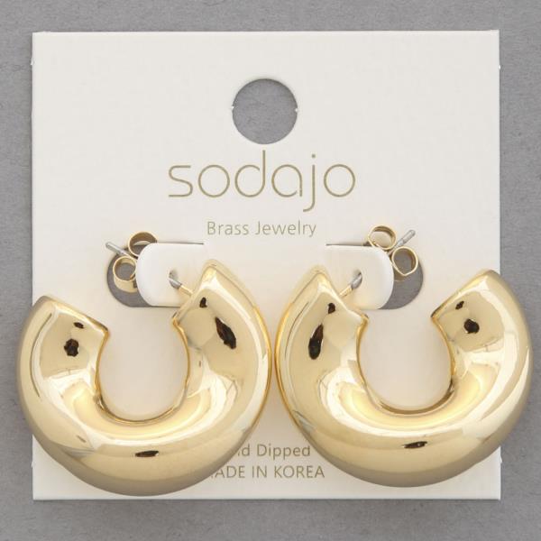 SODAJO BENT PUFFY OPEN METAL HOOP EARRING