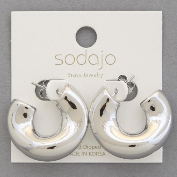 SODAJO BENT PUFFY OPEN METAL HOOP EARRING