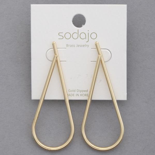 SODAJO LONG TEARDROP DANGLE GOLD DIPPED EARRING