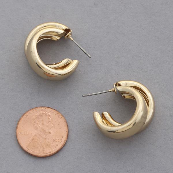 SODAJO TRIPLE HOOP GOLD DIPPED EARRING