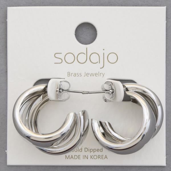 SODAJO TRIPLE HOOP GOLD DIPPED EARRING