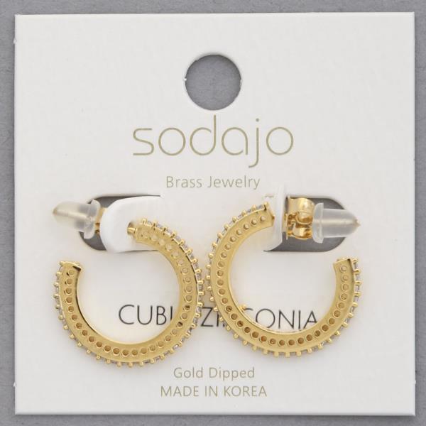 SODAJO CZ EDGE OPEN HOOP GOLD DIPPED EARRING