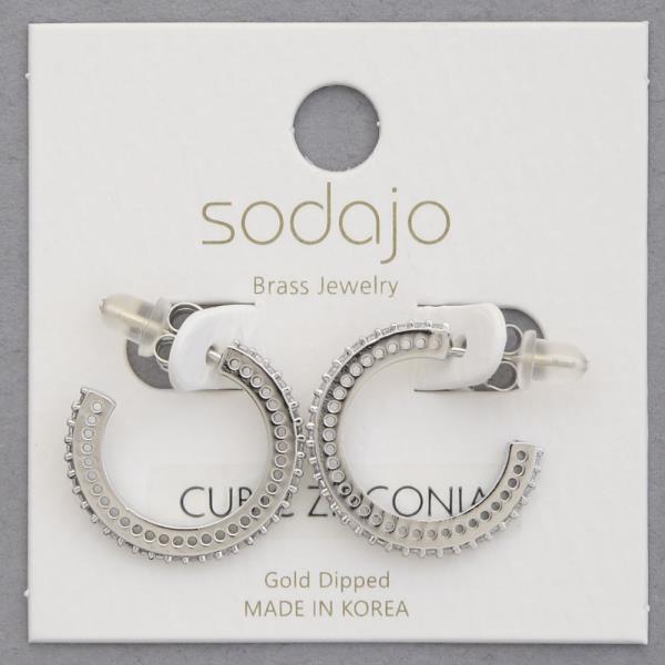 SODAJO CZ EDGE OPEN HOOP GOLD DIPPED EARRING