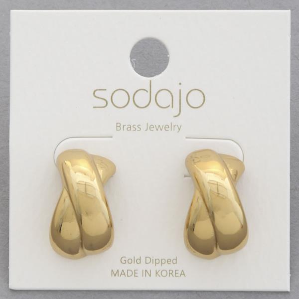 SODAJO CRISS CROSS METAL GOLD DIPPED EARRING