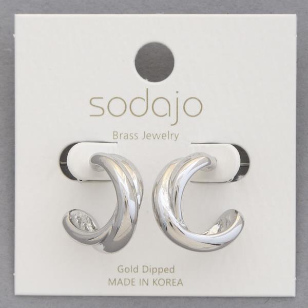 SODAJO CRISS CROSS OPEN HOOP GOLD DIPPED EARRING