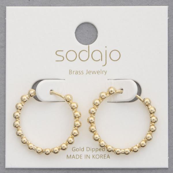 SODAJO BALL BEAD METAL GOLD DIPPED HOOP EARRING