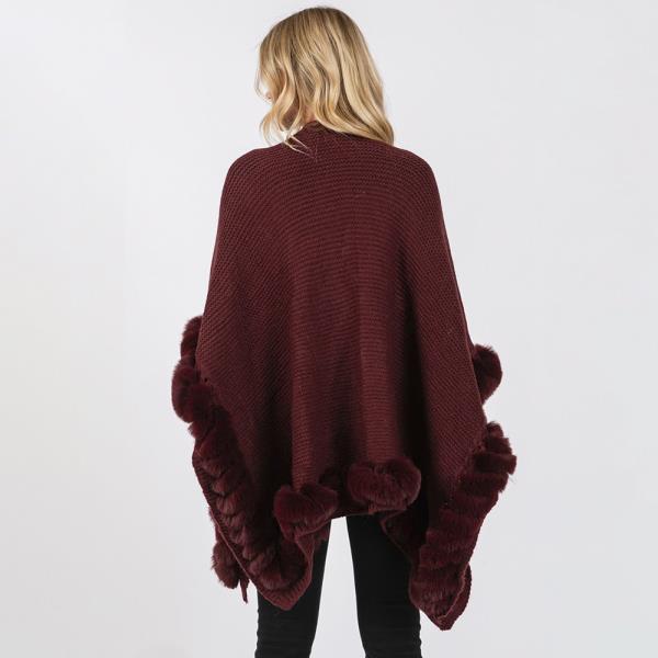 FAUX FUR TRIM CAPE WITH CLOSURE