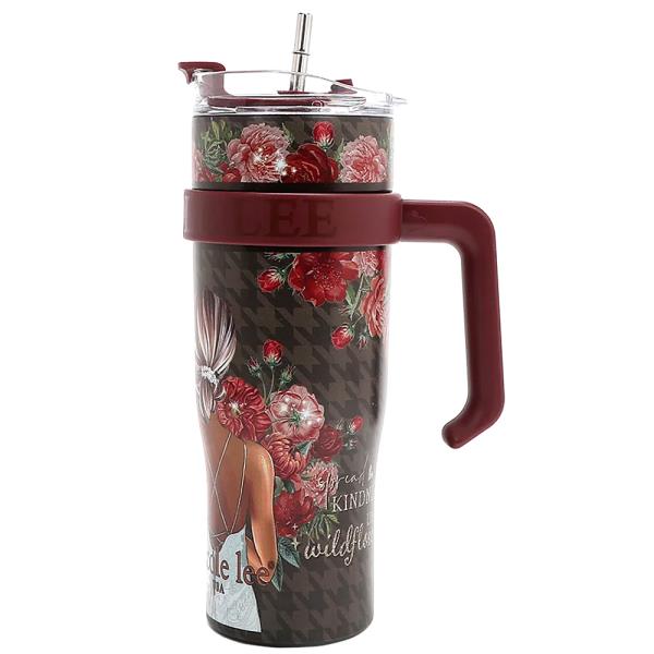 NICOLE LEE 40 OZ PRINT TUMBLER WITH HANDLE