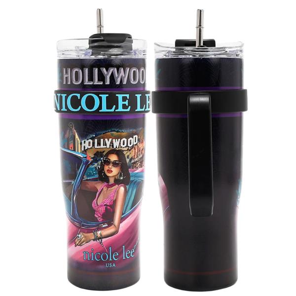 NICOLE LEE 40 OZ PRINT TUMBLER WITH HANDLE