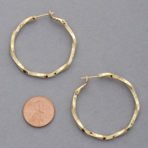 14K GOLD DIPPED TWISTED HOOP EARRING