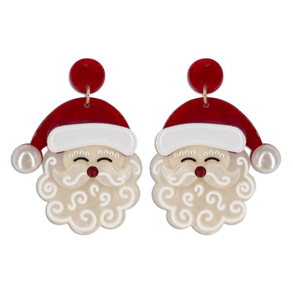 CHRISTMAS ACETATE SANTA POST EARRING