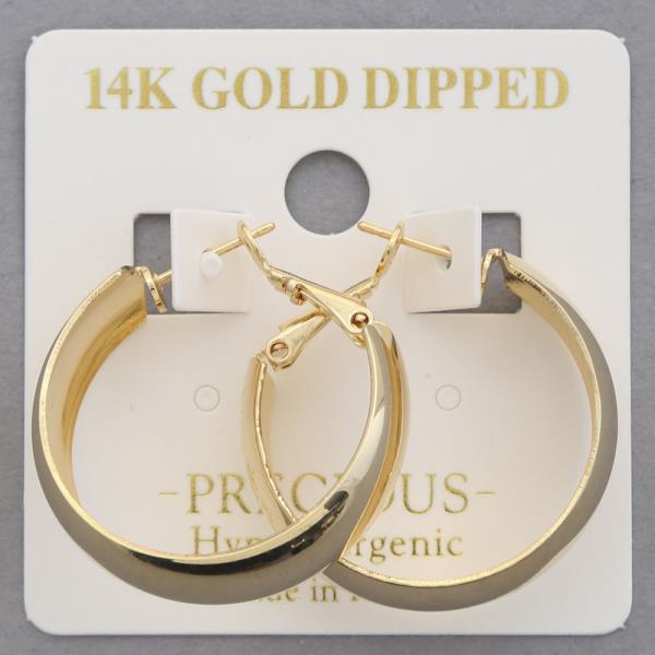 14K GOLD DIPPED WIDE HOOP EARRING