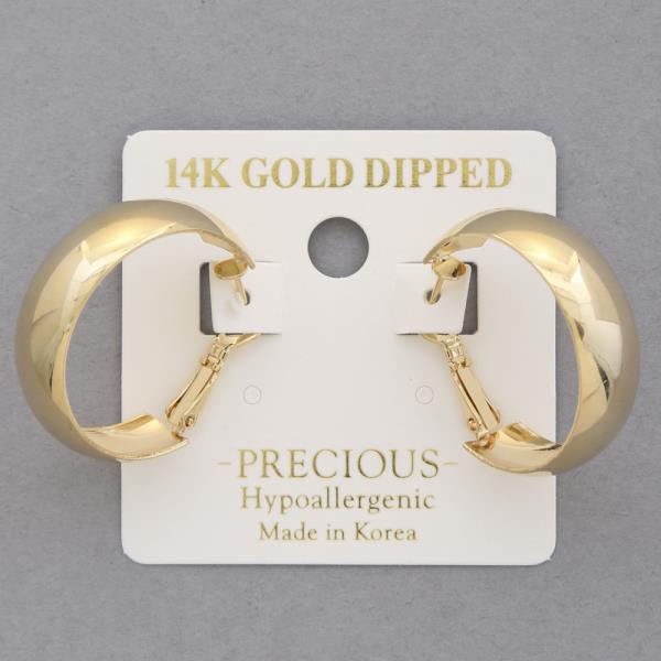 14K GOLD DIPPED WIDE HOOP EARRING