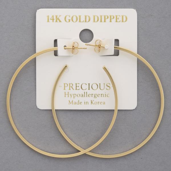 14K GOLD DIPPED HYPOALLERGENIC OPEN HOOP EARRING