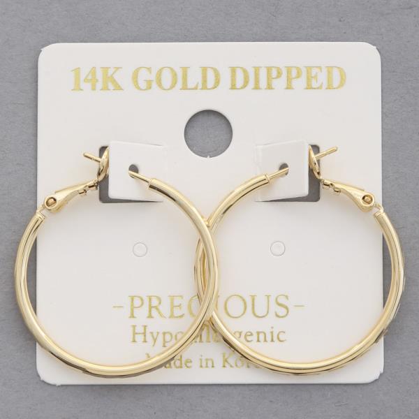 HAMMERED METAL 14K GOLD DIPPED HOOP EARRING