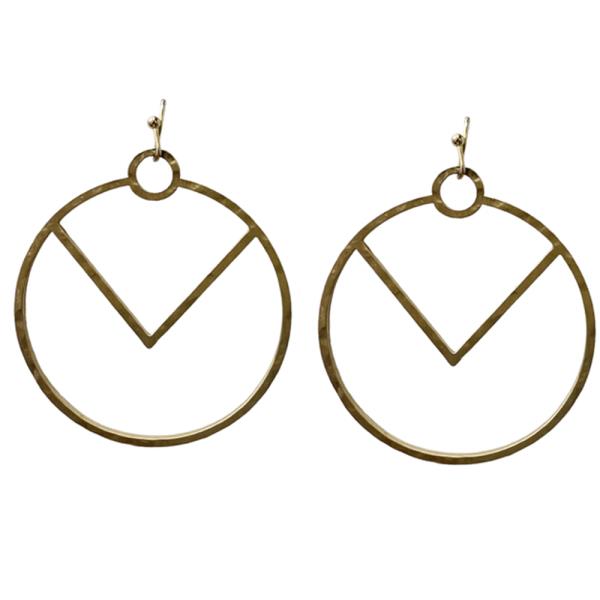 METAL ROUND V DANGLE EARRING