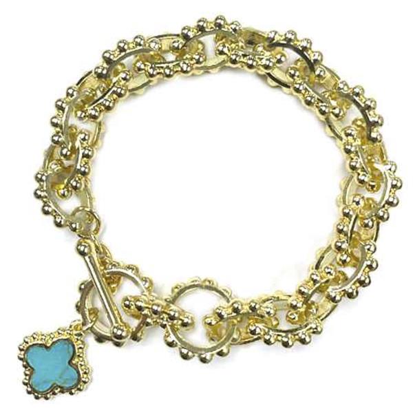 CLOVER CHARM METAL CHAIN BRACELET